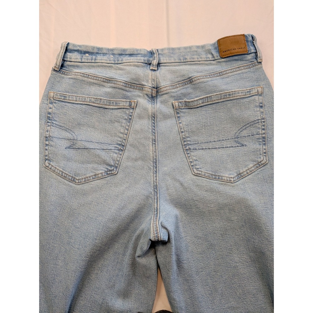 American Eagle Curvy Super High Rise Baggy Straight Jeans Light Wash 10 X-Long - Picture 4 of 14